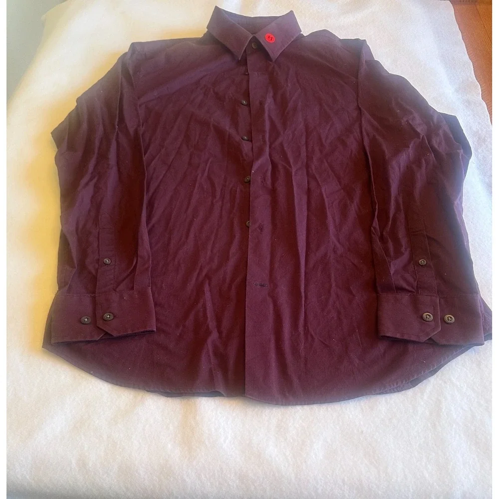 Banana Republic Slim Fit Button Down Mens M Burgundy Stretch Long Sleeve Shirt